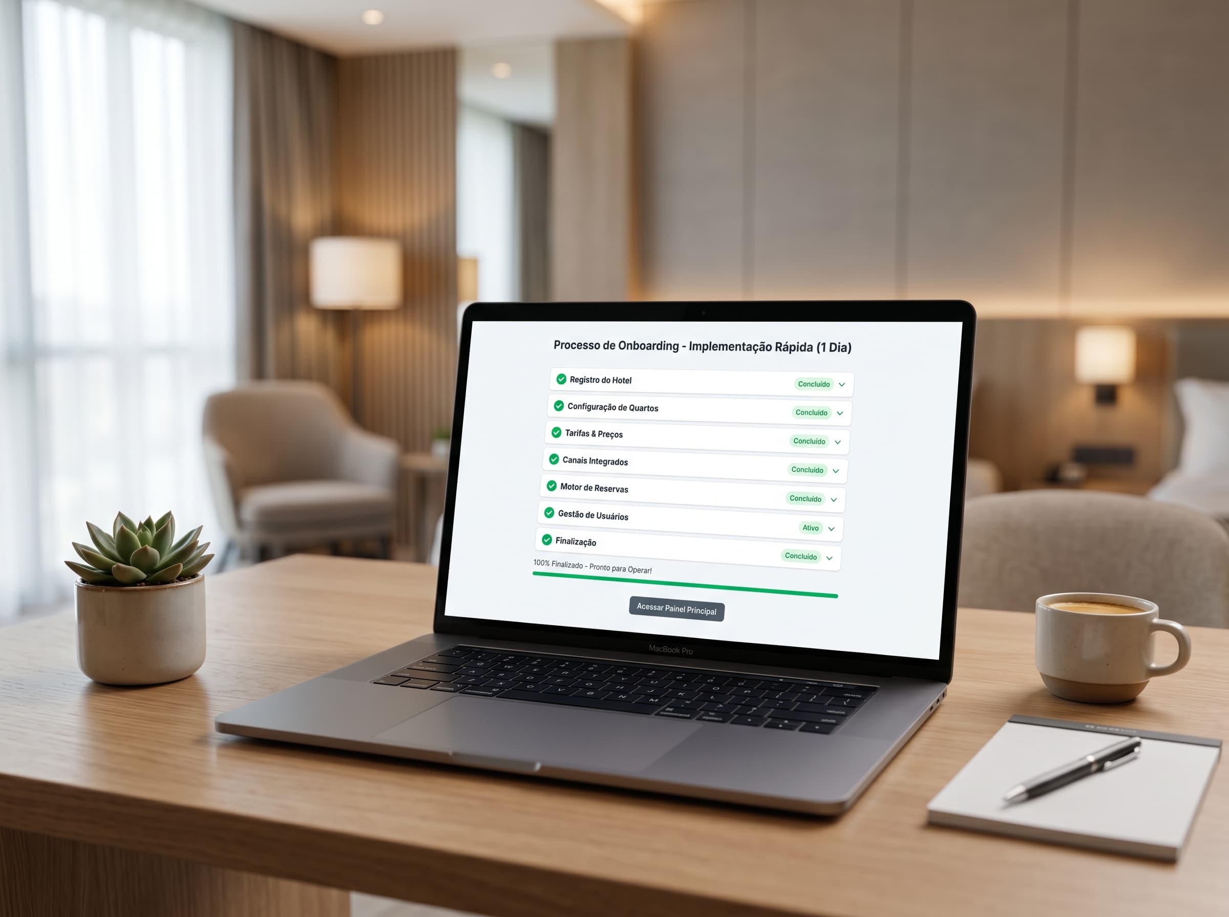Onboarding sem dor: colocando o hotel no sistema em um dia